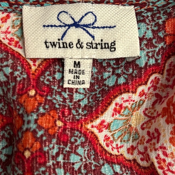 TWINE & STRING Cropped Boho Retro Top with bell Sleeves size Medium - Picture 9 of 11